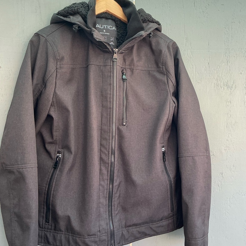Nautica Men's Winter Snow Double Layered Charcoal Performance Jacket Size Small - Picture 2 of 8